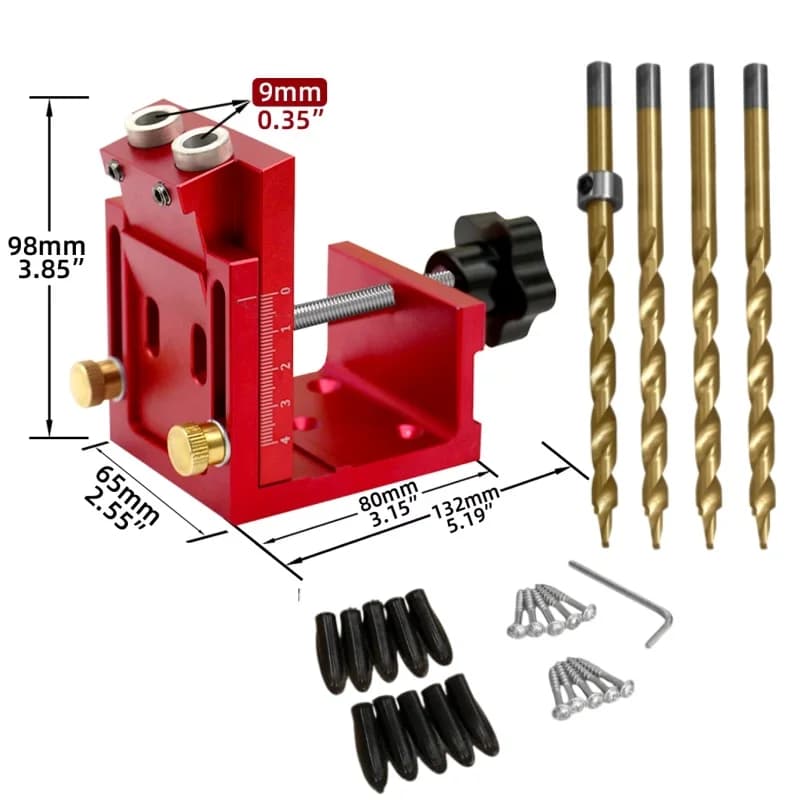 Kit gabarit pour tourillons obliques 26 pièces avec guide et forets