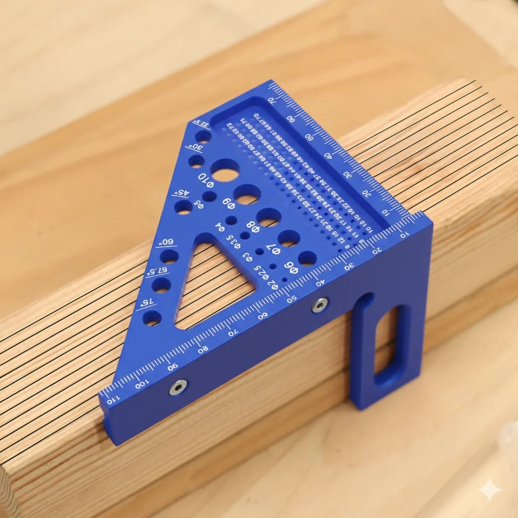 Équerre rapporteur 3D multi-angles pour menuiserie