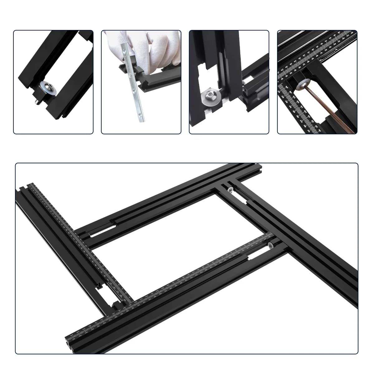 Support de rail de guidage réglable pour machine de détourage (menuiserie)