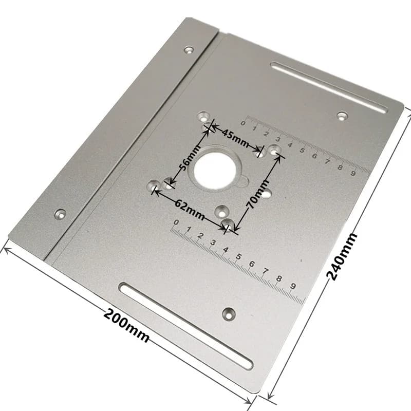Plaque d'insertion universelle pour table de toupie en aluminium avec règle à onglet