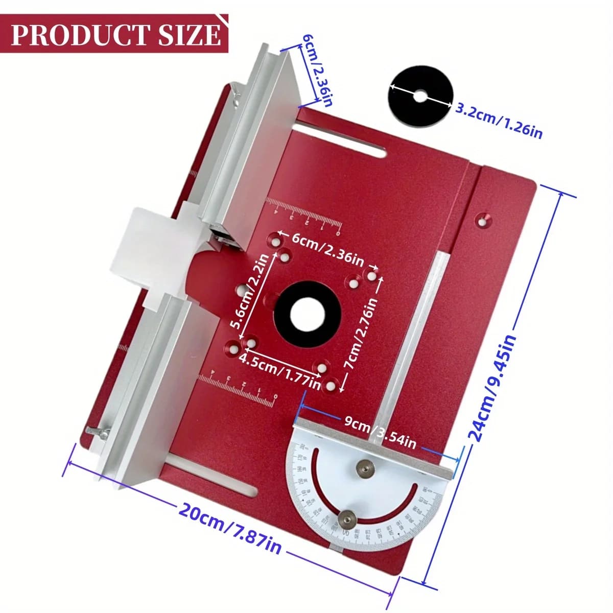 Plaque d'insertion pour table de fraisage en aluminium avec supports coulissants