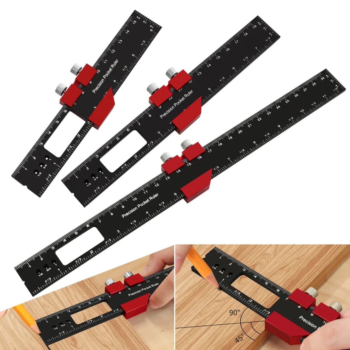 Règle coulissante de précision en aluminium avec butées