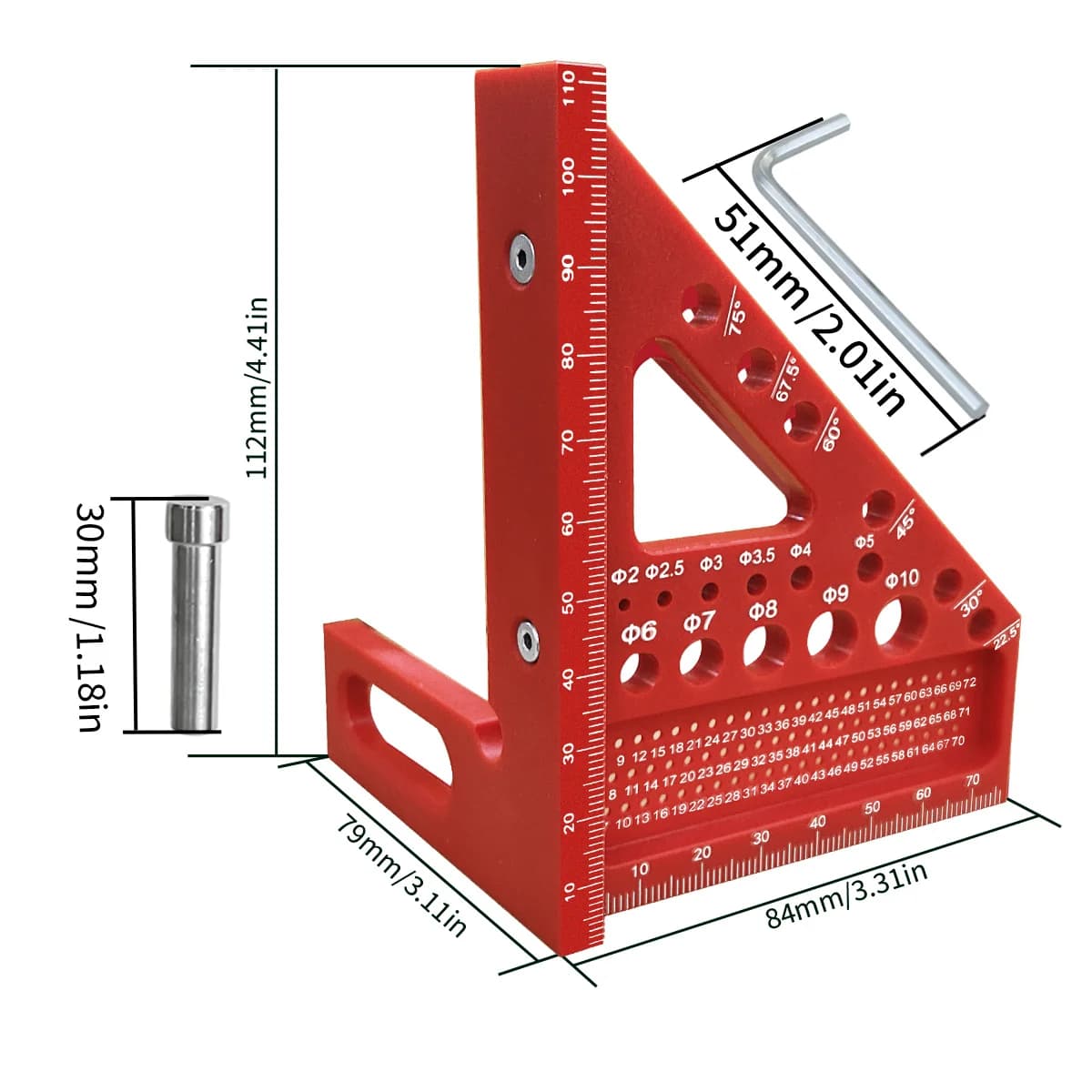 Règle de mesure en plastique 3D multi-angles