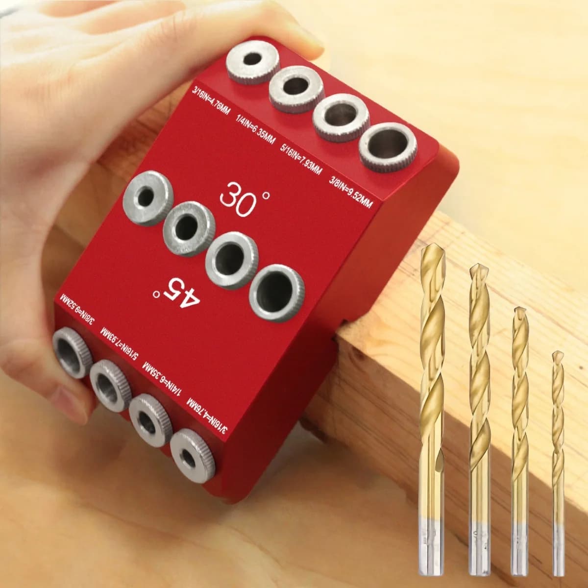 Kit de gabarit pour perçage à angles multiples en bois