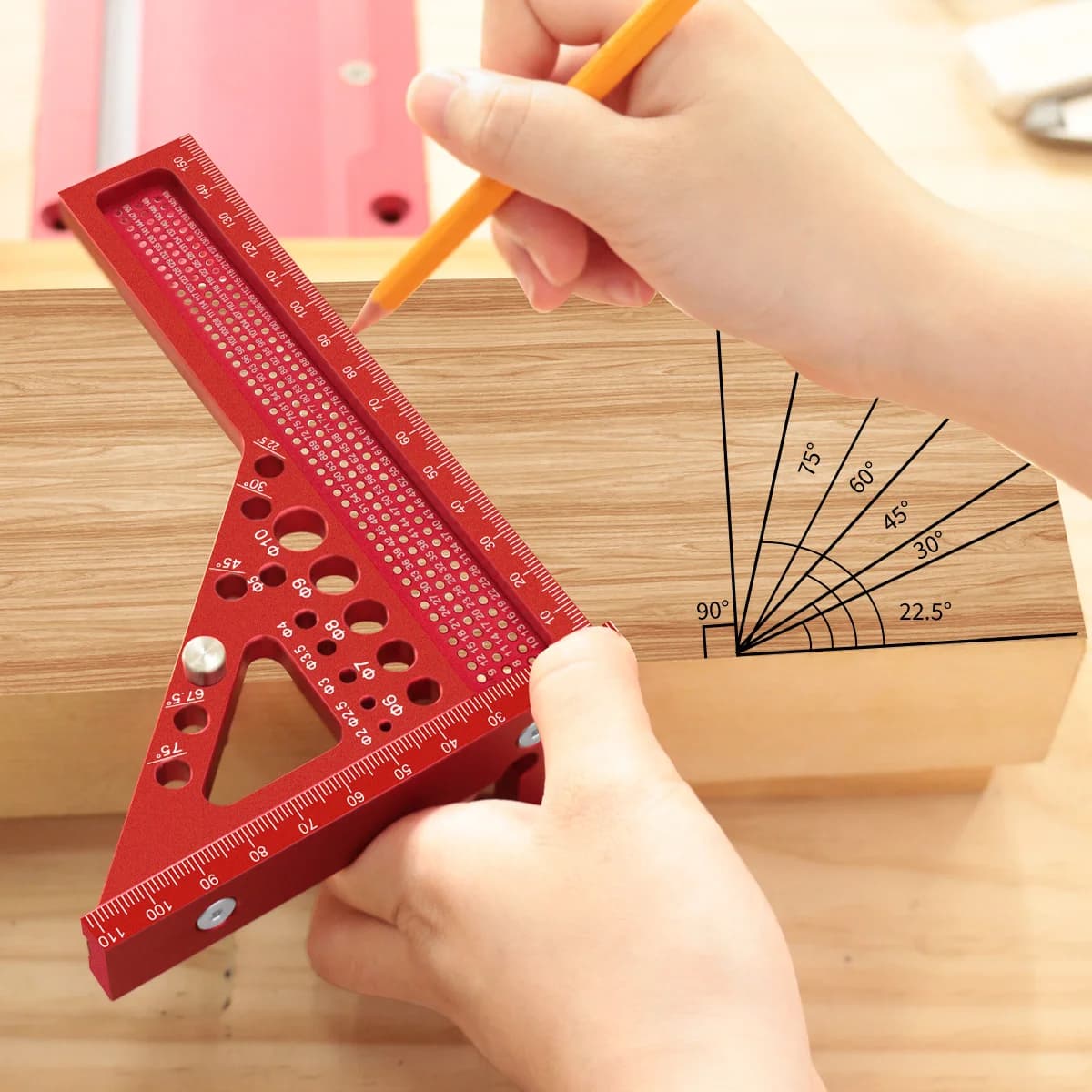 Règle de mesure multi-angle 3D extensible avec cheville