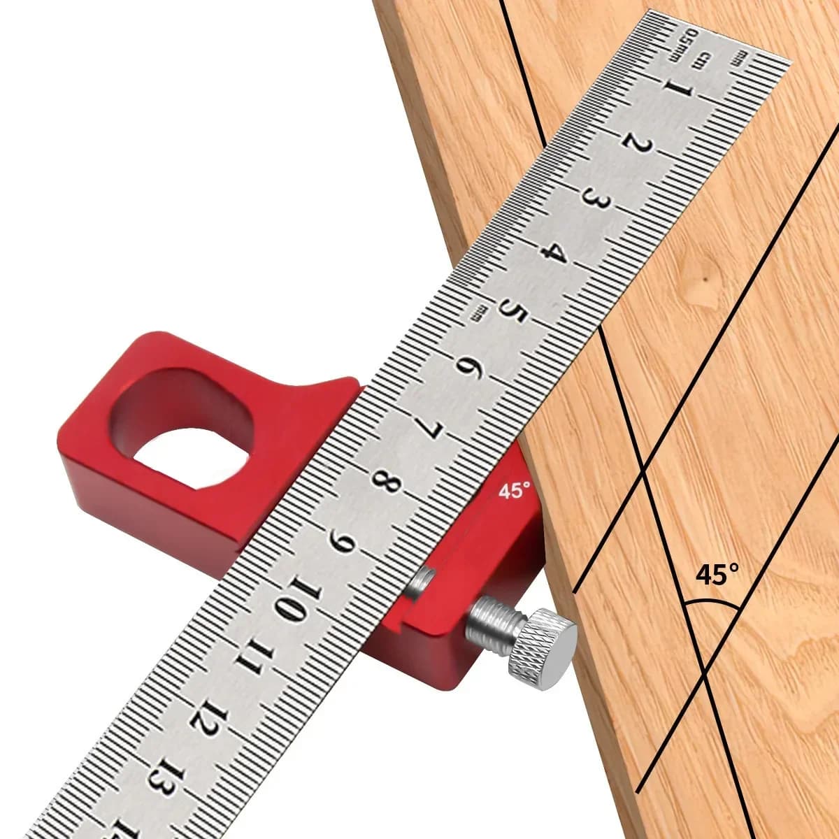 Bloc de positionnement de règle en acier et traceur d'angle