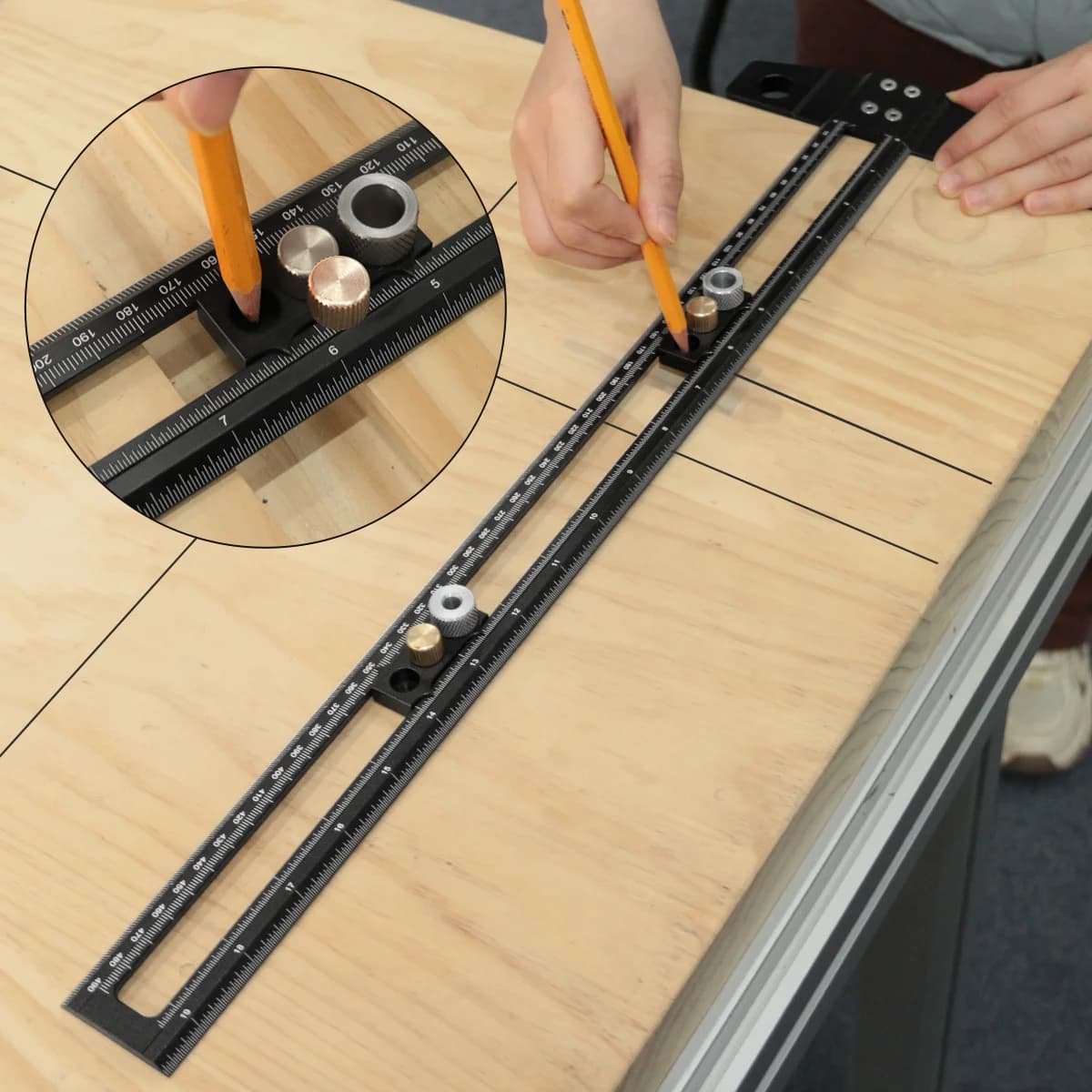 Règle de positionnement pour perçage en aluminium avec douilles